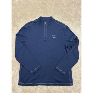 Bugatchi Quarter Zip Mens Large Blue Preppy Logo Pullover Outdoors